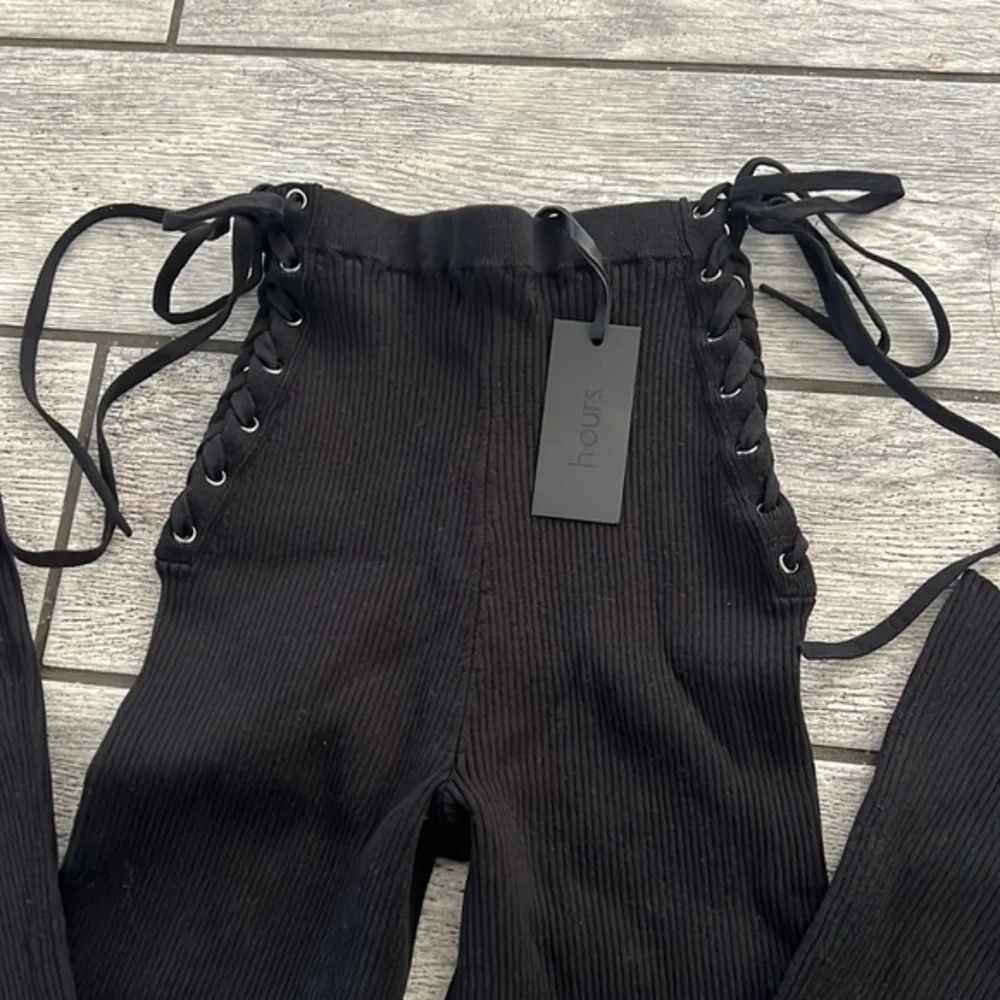 H:OURS‎ Lydia Lace Up Knit Pant in Black